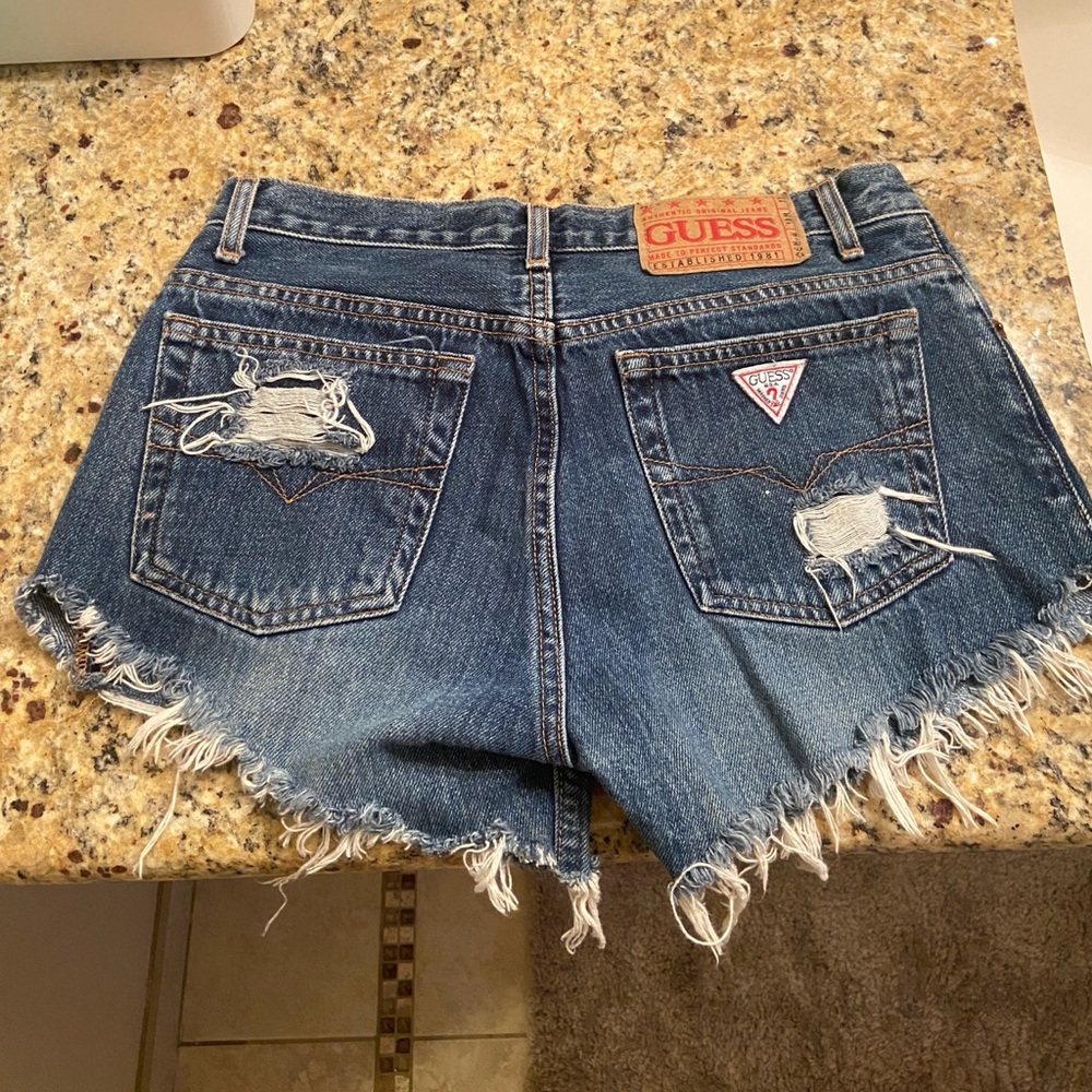 Vintage GUESS USA High-Waisted Distressed Denim Shorts Y2K